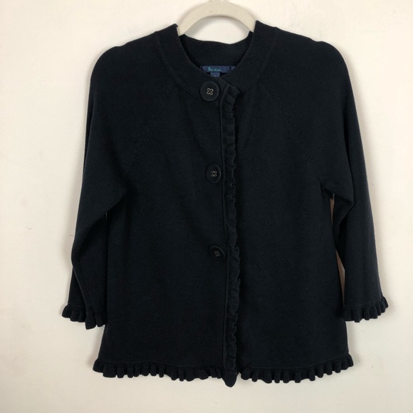 BODEN Thick Navy 100% Cotton Ruffle Jacket size 12 - Picture 4 of 12